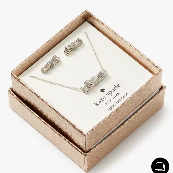 NWT Kate Spade Ribbon Earings and matching necklace set boxed. - Picture 2 of 6